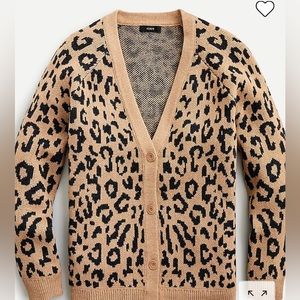 NWT JCrew V-neck cardigan in leopard, size M